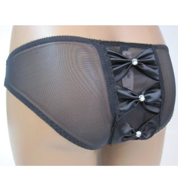 Victoria's Secret Sexy Little Things black Bow Cheekini panties size small nwot - Picture 1 of 8